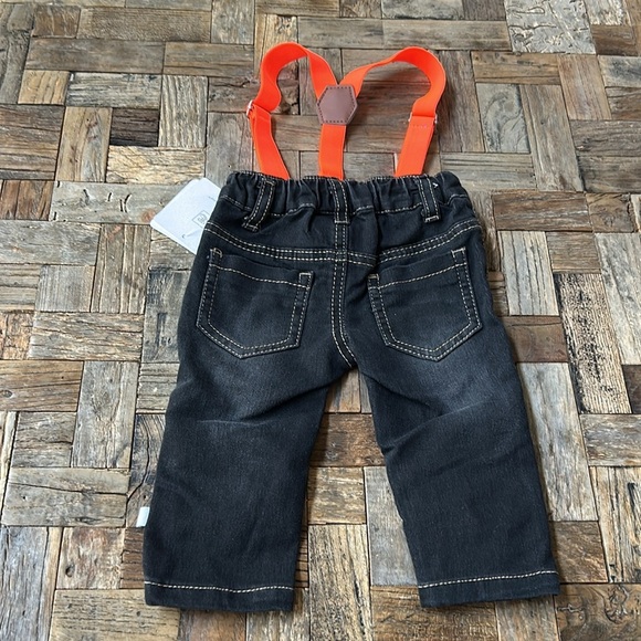 Rosie Pope Baby Boy Black Jeans Suspenders Appliqués NWT Size 0-3 months - Picture 9 of 10